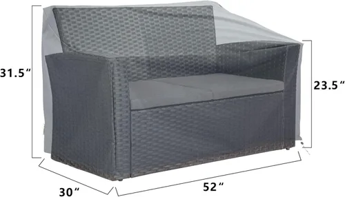 Vista 4 de Fundas para muebles de patio, funda impermeable para muebles de exterior, juego de muebles de patio para conversación al aire libre de 4 piezas