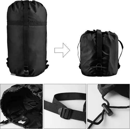 Vista 4 de TRIWONDER Saco de compresión de nailon para artículos de compresión, saco de dormir, bolsa de dormir con solapa para el polvo para mochileros