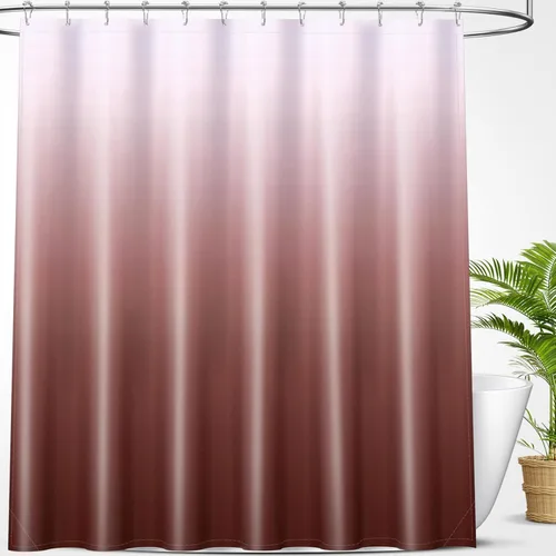 Vista 24 de OLANLY Juego de cortinas de ducha de lujo beige y blanco degradado con 12 ganchos, cortinas de ducha decorativas impermeables y lavables para baño