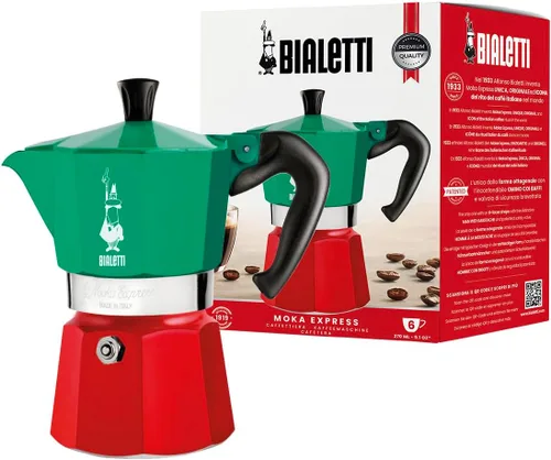 Vista 8 de Bialetti - Moka Express: Cafetera icónica de espresso para estufa, prepara auténtico café italiano, cafetera moka de 6 tazas (6 oz), aluminio, rojo