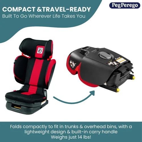 Vista 7 de Peg Perego Viaggio Flex 120 Booster, ajuste total 4D para seguridad y comodidad, sin reposabrazos, plegable compacto para viajes, 40-120 libras