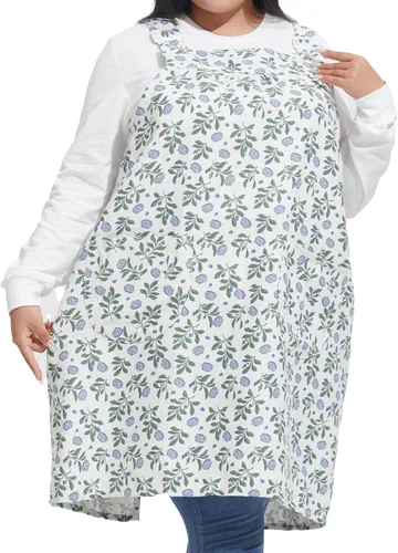 Vista 8 de Delantales sin lazos para mujer, talla grande, con bolsillos, de algodón, lino, para hornear, cocina, cocina