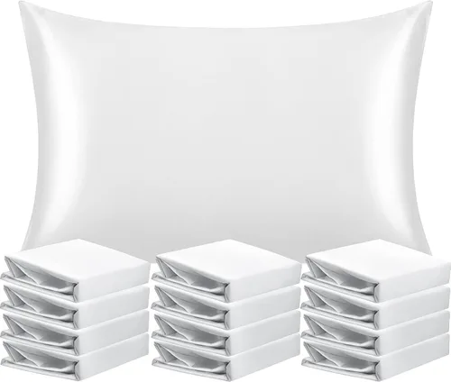 Vista 131 de NTBAY Paquete de 2 fundas de almohada estándar de satén para cabello y piel, lujosas y sedosas fundas de almohada con cierre de sobre, 20 x 26