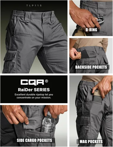 Vista 7 de CQR Men's Tactical Pants, Water Resistant Ripstop Cargo Pants, Lightweight EDC Work Hiking Pants, Outdoor Apparel