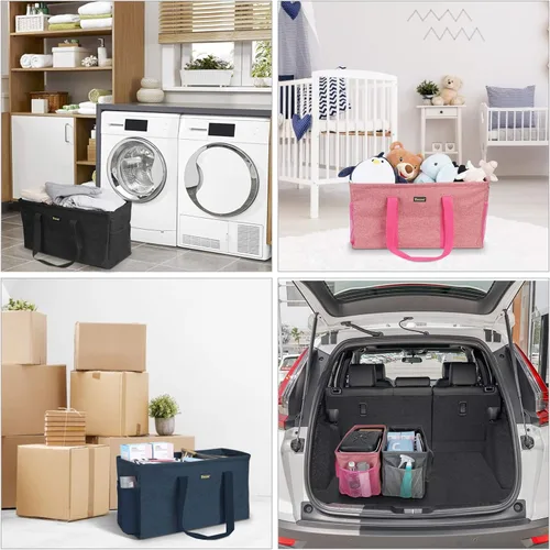 Vista 4 de BALEINE Bolsa extra grande con marco de alambre para almacenamiento (negro, 22 x 12 x 10 pulgadas)