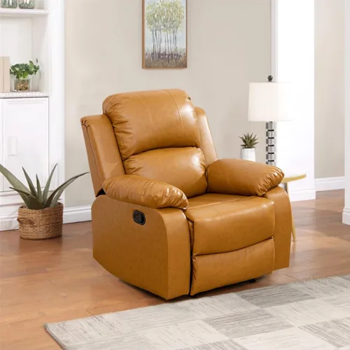 Vista 44 de Sofá reclinable manual, sofá reclinable de lujo de 3 plazas, sofá reclinable con portavasos y mesa de café, sofá de cuero sintético para sala