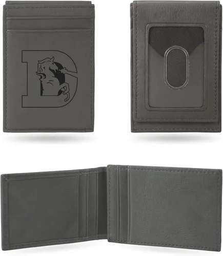 Vista 30 de Rico Industries - Cartera de bolsillo frontal con grabado láser NFL de fútbol, gris, compacta/cómoda/delgada