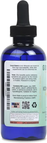 Vista 3 de Good State Zinc iónico líquido Plus - Ultra Concentrado (10 gotas equivalentes a 15 mg - 200 porciones por botella)