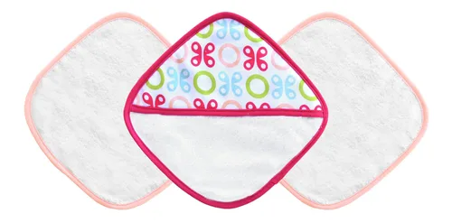 JJ Cole Juego de toallas y guantes de baño, mariposa rosa, 3 unidades