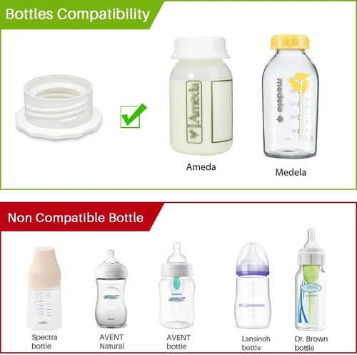 Vista 3 de PumpMom-us Adaptador de botella de bomba, convertidor de cambiador de hilo para biberones para Spectra S1 S2 con bridas de boca ancha para usar