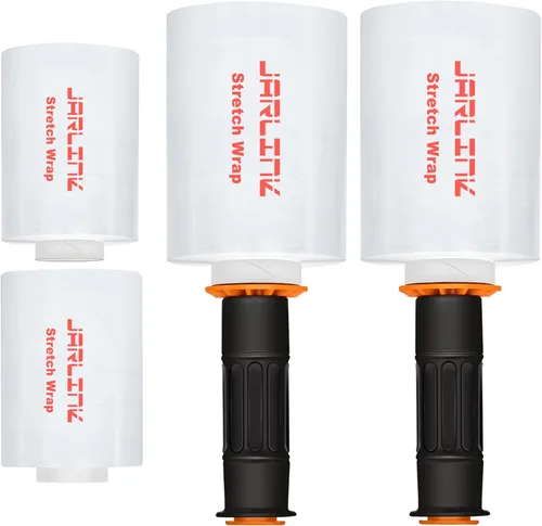 JARLINK Paquete de 4 envolturas elásticas, envoltura retráctil de 5 pulgadas para envoltura de paletas, rollo de plástico para envoltura móvil,