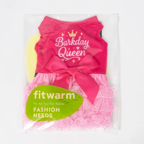 Vista 8 de Fitwarm Vestido de tul Barkday Queen para perro, ropa de cumpleaños para perritas pequeñas, atuendo para mascotas, rosa claro, rosa intenso, XXS