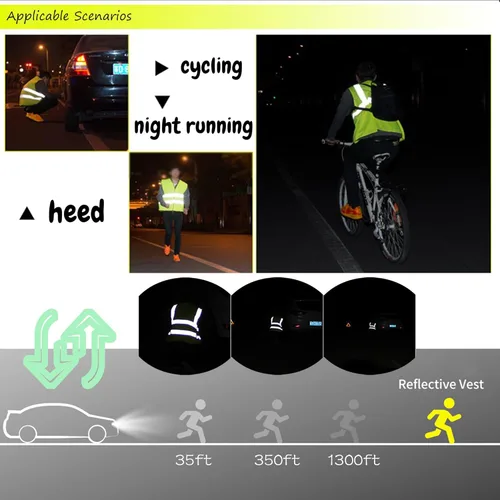 Vista 4 de Chaleco de seguridad personalizado para hombres con bolsillos, chaleco de construcción de alta visibilidad, chaleco reflectante Hi Vis, chalecos