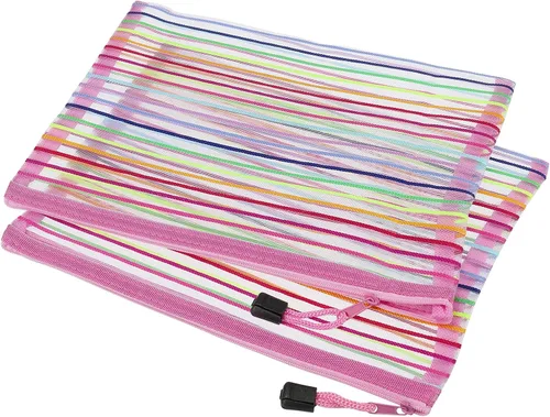 Vista 9 de MECCANIXITY Bolsas de malla con cremallera, estuche colorido A5 para lápices de documentos, organizador de almacenamiento para suministros de Azul