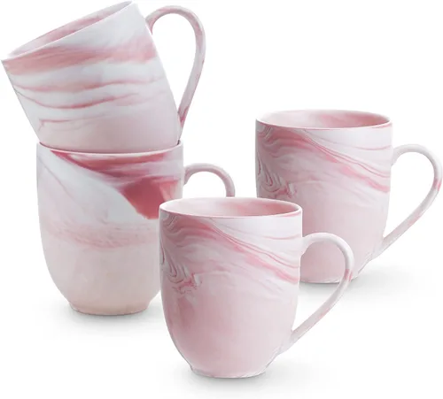 Vista 12 de Stone lain Brighton - Cuencos de porcelana marmolada, blanco mate y gris, 4 cuencos