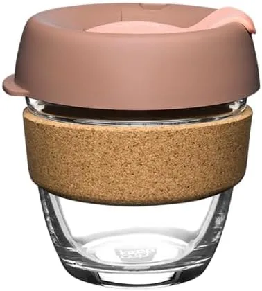 Vista 17 de KeepCup Brew Cork - Taza de café reutilizable de vidrio templado y corcho natural, M 12 oz/340 ml - Negro
