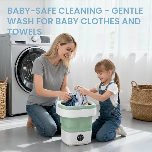 Vista 4 de Lavadora plegable portátil, mini lavadora de gran capacidad de 16 litros para ropa de bebé, ropa interior y lavandería de viaje, lavadora