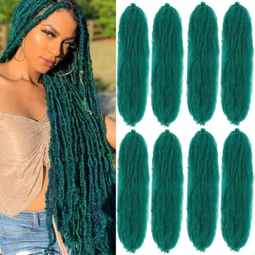 Vista 28 de 8 paquetes de cabello rizado estilo afro elástico Marley Twist, cabello trenzado previamente separado para rastas sintéticas de ganchillo para 1B