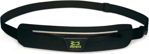 Amphipod AirFlow - Cinturón microelástico, ultraligero minimalista para corredores, para correr, hombres y mujeres, color negro/plateado, talla L
