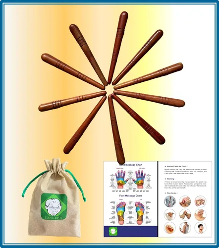 Vista 2 de Lungcha Kit de herramientas de masajeador de pies con guía de uso y bolsa de herramientas para pies, manos, espalda, cuello, hombro tailandés