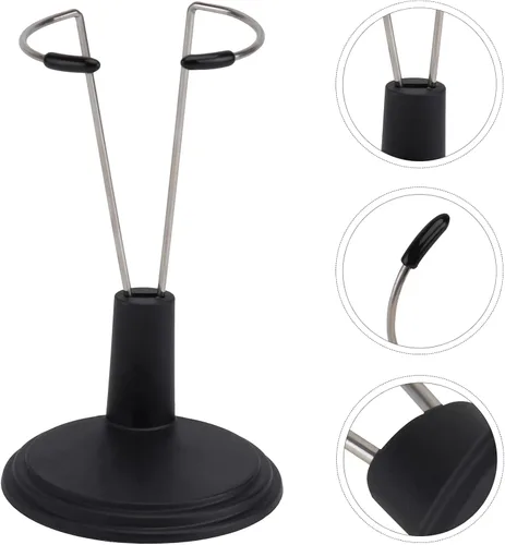 Vista 8 de PATKAW 4 Pcs 5.9 Inch Portable Doll Stands, Black PVC Bear Stand Doll Display Case for Storage and Organization of Children's Dolls