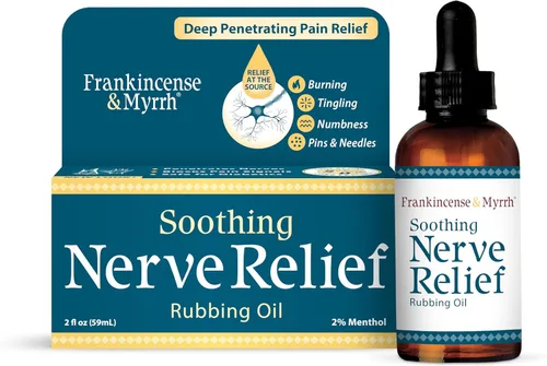 Frankincense & Myrrh Neuropathy Rubbing Oil Aceite para frotar con aceites esenciales para aliviar el dolor, 2 onzas fluidas, Frankincense and