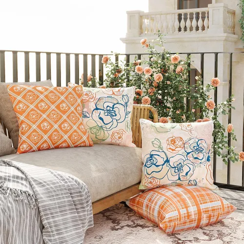 Vista 6 de Paquete de 4 fundas de almohada fundas de almohada cuadradas decorativas fundas de cojín suaves paquete de 4 fundas de almohada de 18 x 18 pulgadas