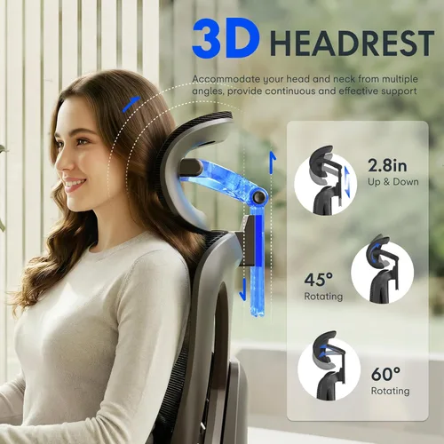 Vista 4 de FLEXISPOT ErgoX - Silla de oficina ergonómica premium con reposapiés, reposabrazos 3D ajustables, soporte lumbar dinámico, función de reclinación e