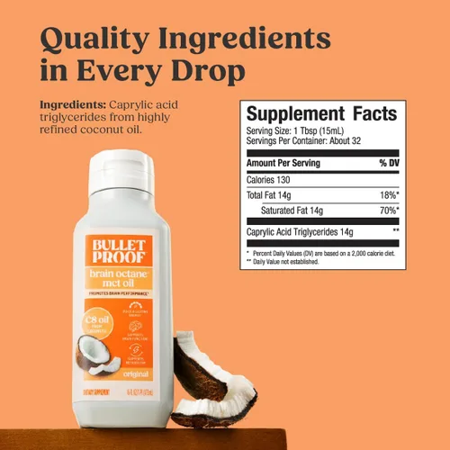 Vista 5 de Bulletproof Aceite de octano cerebral - 16 onzas - destilado de 100 por ciento de aceite de coco puro. Inodoro, insípido y fácil de agregar
