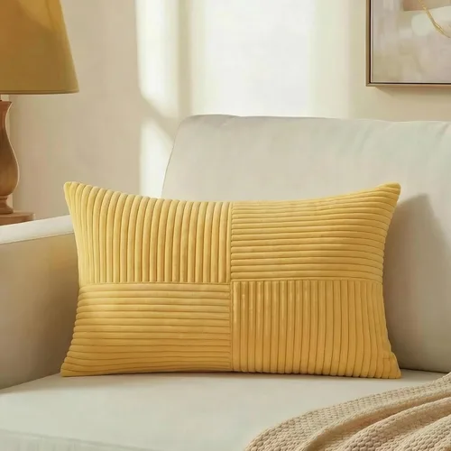 Vista 75 de Fancy Homi Fundas de almohada decorativas lumbares de color amarillo mostaza de 12 x 20 pulgadas para sala de estar, sofá cama, estilo rústico