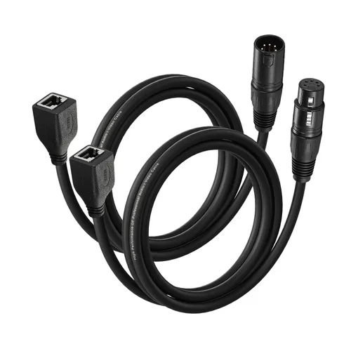 Vista 9 de EBXYA Juego de cables XLR a RJ45 de 3 pines, RJ45 a (1) macho y (1) cable XLR DMX hembra, cable de audio XLR para escenario y estudio de grabación