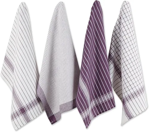 DII Everyday Basic Collection - Juego de toallas de cocina tejidas, 20 x 28 pulgadas, berenjena, 8 piezas