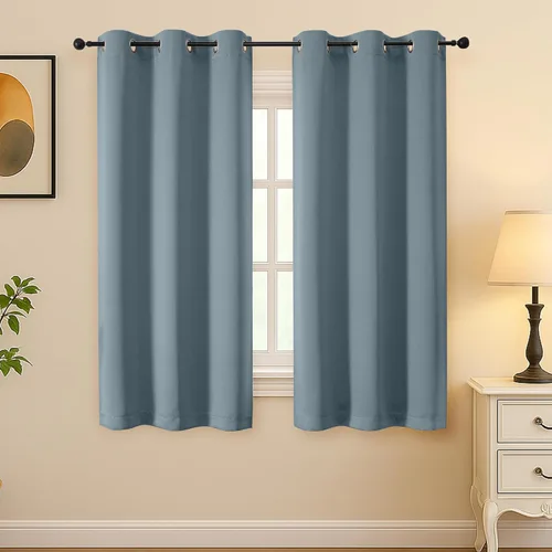 Vista 216 de Simplebrand Juego de 2 paneles de cenefa aguamarina para ventana de cocina de 14 pulgadas de largo, cortinas de oscurecimiento de habitación
