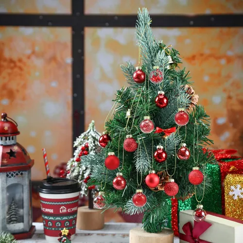 Vista 7 de 36 adornos de Navidad, mini esferas de adornos de Navidad, bola de Navidad de 1 pulgada, mini adornos para decoración de fiestas, bolas en miniatura
