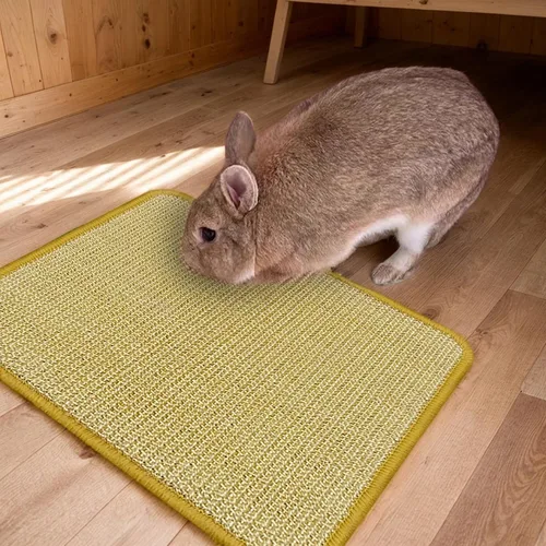 Vista 6 de DYAUS Bunny Scratch Pads, Natural Sisal Rabbit Scratching Mats for Claws and Teeth Care, Indoor Bunny Chew Toys Bunny Bed for Biting Sleeping