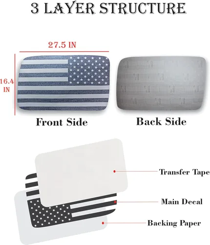 Vista 5 de Apto para Jeep Wrangler JL (4 puertas) 2018 – 2022 Calcomanías precortadas para ventana de la bandera estadounidense ambos lados Fabricado
