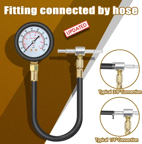 Vista 3 de BETOOLL Kit de prueba de presión de combustible - Manómetro de presión de combustible - Juego de medidor de presión de bomba de inyección