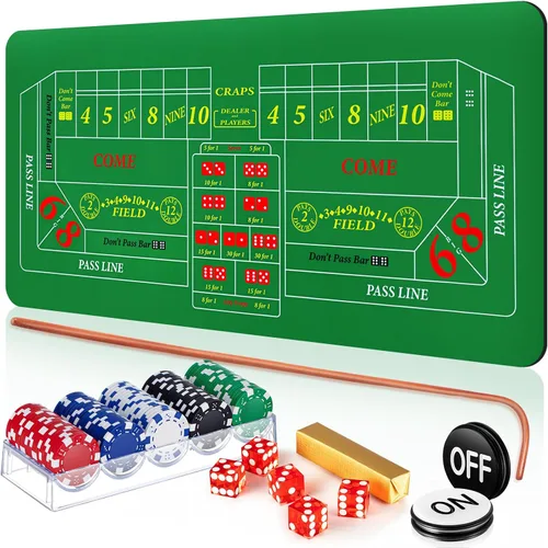Set de Juego de Mesa de Dados Leyndo, Incluye Alfombrilla de 35" x 70" de Goma para Dados, Bastón de Ratán de 36", Dados de Casino Grado AAA de 19