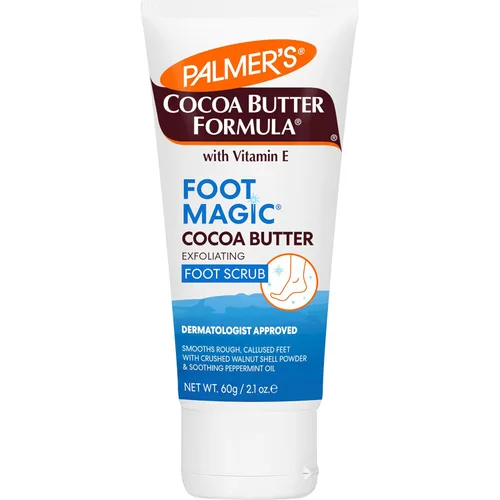 Palmer's Fórmula de manteca de cacao exfoliante para pies con vitamina E, uso con limpiador de pies para pedicura, para pies secos y agrietados, 2.1