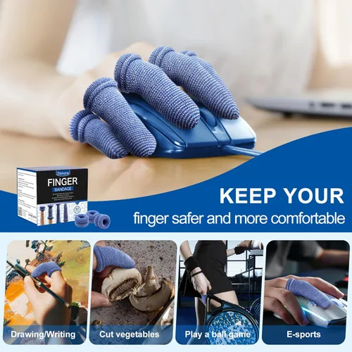 Vista 6 de Dimora Dedales/Protectores de Dedos, Paquete de 60 (Tamaño Mediano) Protectores de Dedos, Vendajes Transpirables para Cuidado de Heridas, Mangas