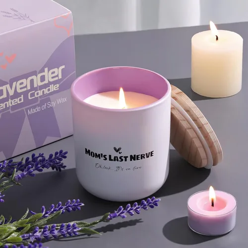 Vista 8 de HAVITI Vela perfumada de lavanda de 8 onzas, velas en tarro de cera de soja con mecha de algodón, fragancia para el hogar de larga duración