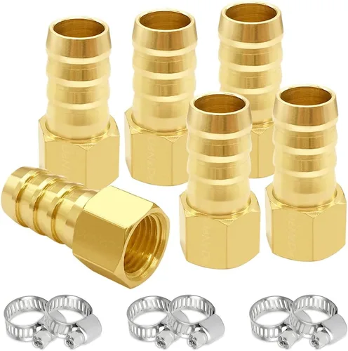 Vista 8 de Uenede 6 accesorios de púas de manguera de latón de 1/2 pulgada NPT hembra a 1/2 pulgadas, conector adaptador de púas incluye 6 abrazaderas de acero