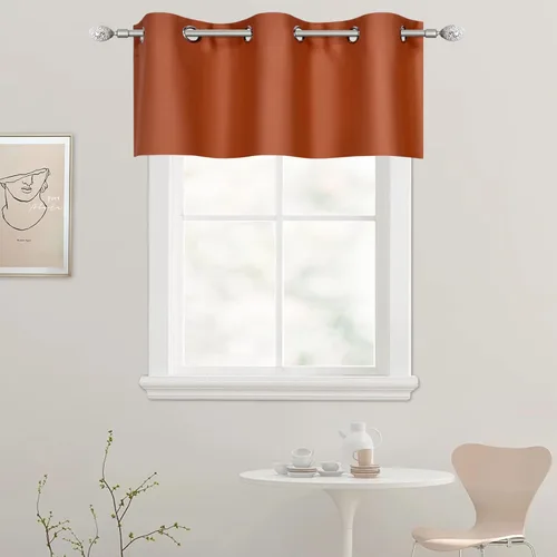 Vista 41 de DECOVSUN Cenefa de cortina opaca amarilla brillante para ventanas de cocina, cenefa opaca con ojales para dormitorio, cenefa corta y recta para sala