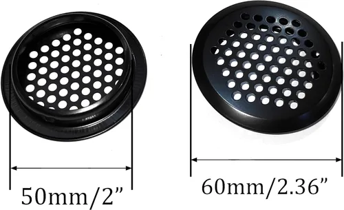 Vista 2 de NACX 50 piezas de rejillas de ventilación circulares de 50 mm, rejilla de ventilación de soffit de acero inoxidable redonda (negra)