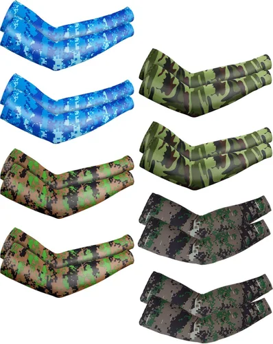 Vista 8 de Mudder 8 Pairs Unisex UV Protection Arm Cooling Sleeves Ice Silk Sports Arm Cover Compression Breathable for Golf Baseball