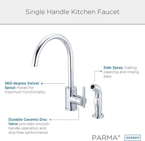 Vista 3 de Gerber D401058BB Grifo de cocina Parma de fontanería con aerosol, bronce cepillado