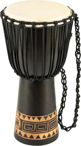 Vista 16 de Instrumento de círculo de tambor de mano Djembe, Serie Headliner de caoba tallada — NO FABRICADO EN CHINA — Cuerdas de tejido africano Mali