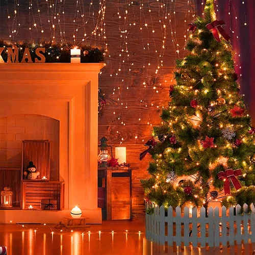 Vista 8 de Ineximun Paquete de 24 Luces LED de Hadas Operadas por Batería 7 Pies 20 LED Blanco Cálido Mini Luces de Cadena Impermeables Luces de Navidad