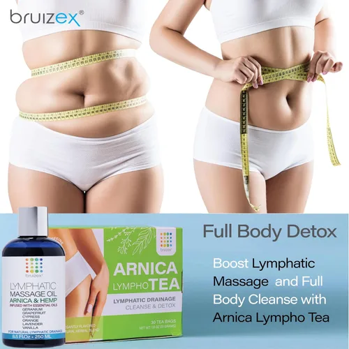 Vista 6 de Aceite de masaje de drenaje linfático con árnica y aceite de semilla de cáñamo natural, recuperación poscirugía y lipedema, liposucción, 360 Lipo
