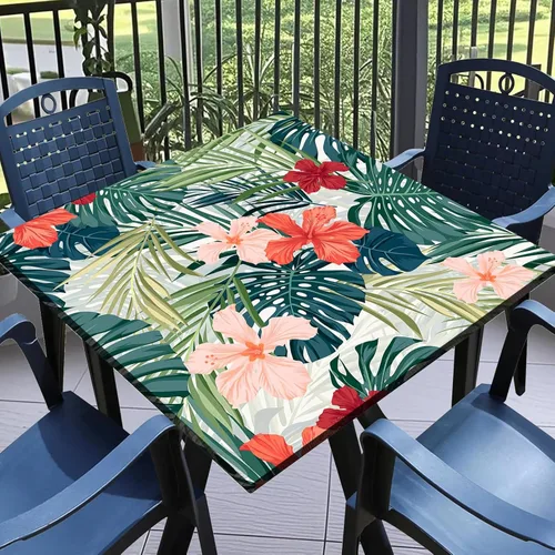 Vista 55 de Round Fitted Tablecloth with Elastic Outdoor Table Cover Round Elastic Tablecloths for Tables Waterproof Wipeable Table Cloths for